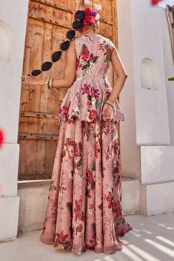 Anu Pellakuru Saanjh Floral Print Peplum Top & Palazzo Set 