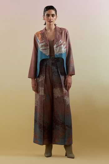 Clos Gliss Asymmetrical Jacket Pant Set 