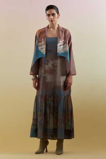Clos Gliss Asymmetrical Jacket With Dress 