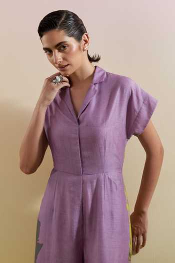 Clos Green Gliss Lilac And Neon Jumpsuit Online at Aza Fashions Clos_Green Gliss Lilac And Neon Jumpsuit _Online_at_Aza_Fashions