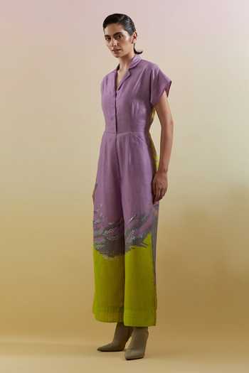 Buy Clos Green Gliss Lilac And Neon Jumpsuit Online at Aza Fashions Buy_Clos_Green Gliss Lilac And Neon Jumpsuit _Online_at_Aza_Fashions