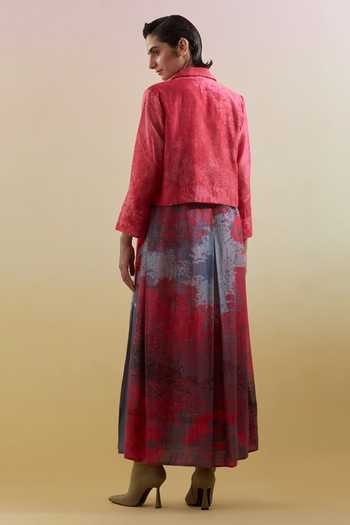 Clos Gliss Pink & Grey Jacket With Dress 