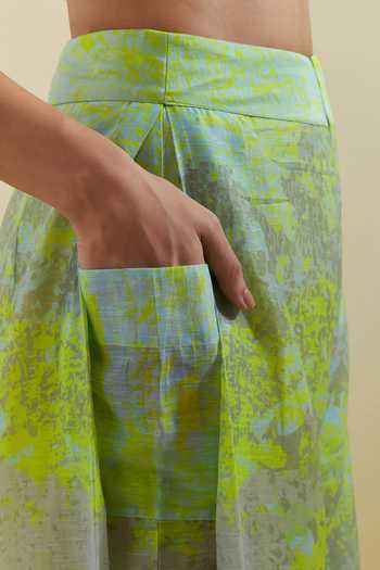 Buy Clos Blue Silk, Linen, Cotton Collared, Yes Gliss Printed Kurta And Pant Set Buy_Clos_Blue Silk, Linen, Cotton Collared, Yes Gliss Printed Kurta And Pant Set