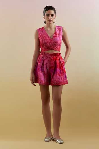 Clos Gliss Lush Print Bustier & Shorts Set 