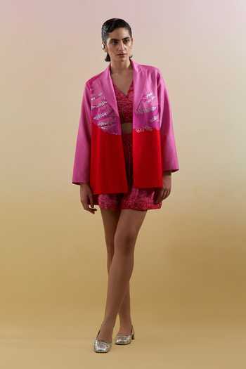 Clos Gliss Print Blazer Shorts Set 