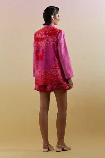 Clos Gliss Print Blazer Shorts Set 