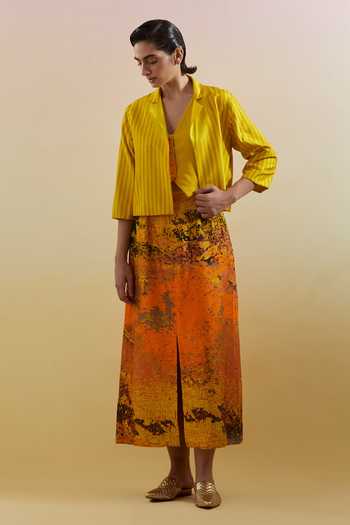 Clos Gliss Printed Jacket Skirt Set 