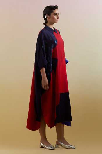 Buy Clos Blue Silk, Dupion Collared Zenith Navy And Red Kaftan Online at Aza Fashions Buy_Clos_Blue Silk, Dupion Collared Zenith Navy And Red Kaftan _Online_at_Aza_Fashions