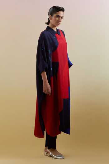 Buy Clos Blue Silk, Dupion Collared Zenith Print Kaftan And Pant Set Online at Aza Fashions Buy_Clos_Blue Silk, Dupion Collared Zenith Print Kaftan And Pant Set _Online_at_Aza_Fashions