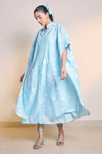 Ilk Ice Blue Mistfall Kaftan Dress 