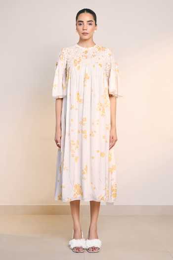 Ilk Off White Flora Dress 
