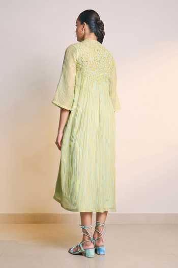 Ilk Yellow Striped Sianne Dress 