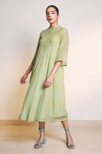 Ilk Yellow Striped Sianne Dress 