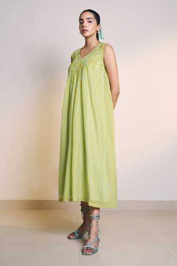 Ilk Yellow Striped Lume Dress 
