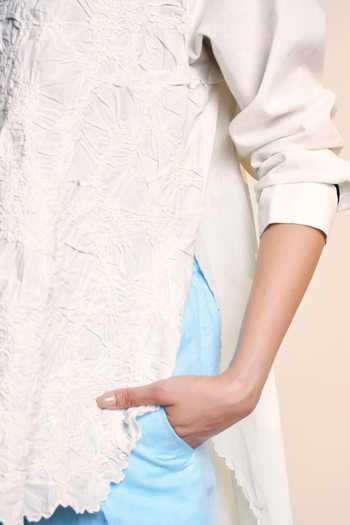 Ilk_Off White Cotton Collared Verdure Shirt _Online_at_Aza_Fashions