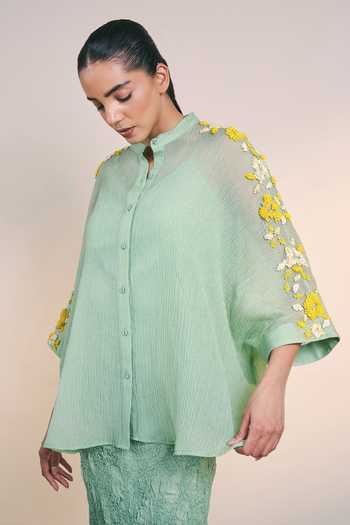 Ilk Sea Green Leafline Shirt 