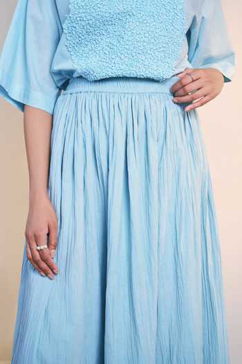 Ilk_Blue Cotton Ice Datum Skirt _Online_at_Aza_Fashions