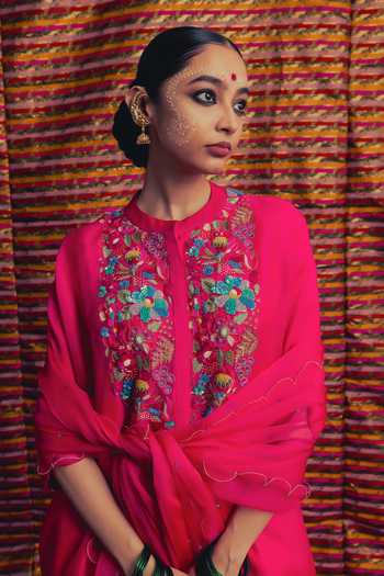 Label Earthen Gulposh Embroidered Kurta & Pant Set 