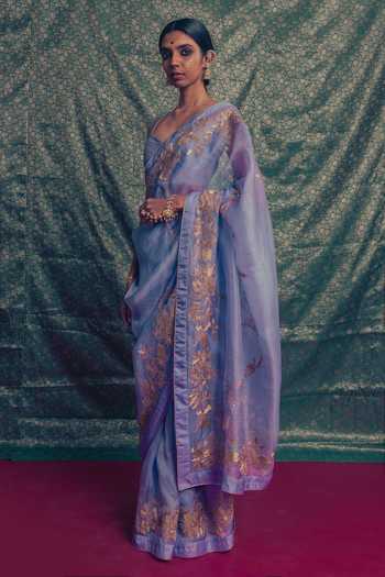 Label Earthen Lavanya Embroidered Saree With Blouse 