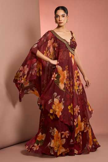 Neha Khullar Floral Pattern Cape Sharara Set 