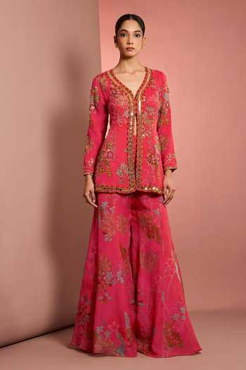 Neha Khullar Hand Embroidered Jacket With Sharara 
