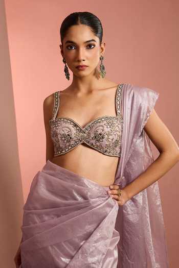 Shop_Neha Khullar_Lilac Crepe Fishtail Lehenga With Dupatta _Online_at_Aza_Fashions
