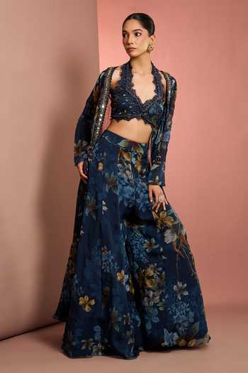 Neha Khullar Hand Embroidered Jacket Sharara Set 