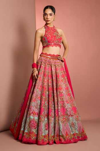 Neha Khullar Floral Hand Embroidered Lehenga Set 
