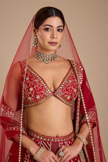 Neha Khullar Mirror Embroidered Silk Organza Lehenga Set 
