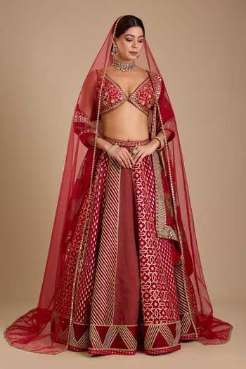 Neha Khullar Mirror Embroidered Silk Organza Lehenga Set 