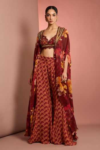 Neha Khullar Floral Pattern Jacket Sharara Set 