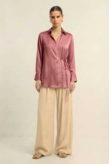 Neora By Nehal Chopra Pink Wrap Shirt 