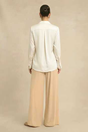 Neora By Nehal Chopra Ivory White Wrap Shirt 
