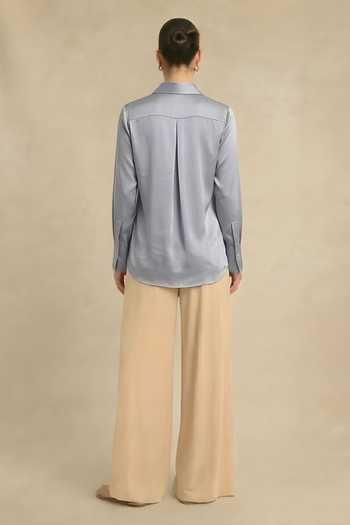 Neora By Nehal Chopra Steel Grey Wrap Shirt 