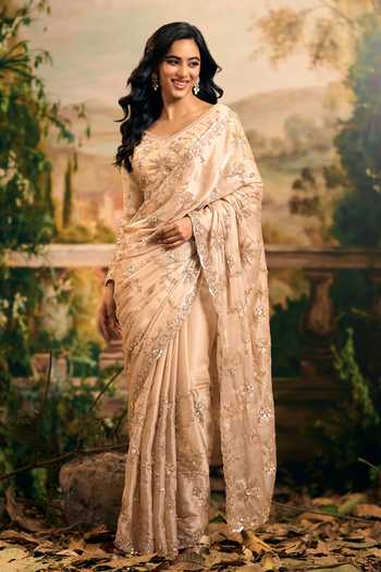 Samyukta Singhania Hand Embroidered Banarsi Tissue Saree & Blouse Set 