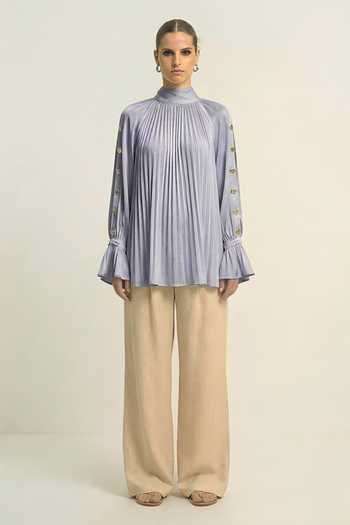 Neora By Nehal Chopra Steel Grey Halter Neck Top 