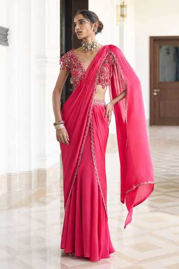 Awigna Lantana Pre-Draped Saree & Blouse Set 