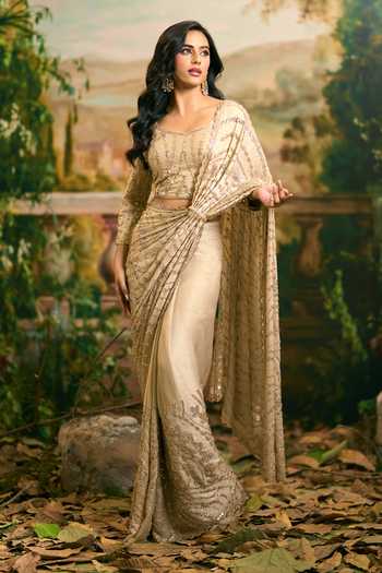 Samyukta Singhania Hand Embroidered Banarasi Saree & Blouse Set 