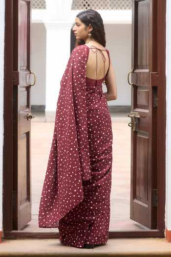 Dressfolk Cotton Pre-Draped Saree With Unstitched Blouse Piece 