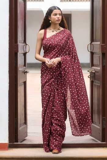 Dressfolk Cotton Pre-Draped Saree With Unstitched Blouse Piece 