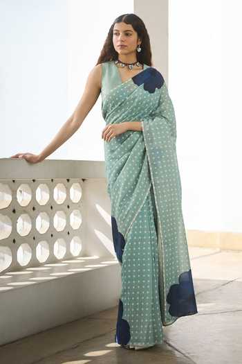 Dressfolk Handloom Pre-Draped Saree With Unstitched Blouse Piece 