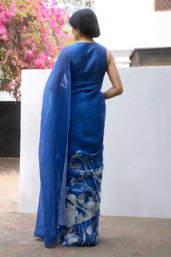Dressfolk Linen Saree With Unstitched Blouse Piece 