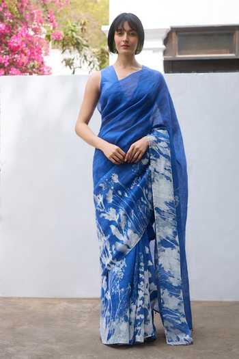 Dressfolk Linen Saree With Unstitched Blouse Piece 