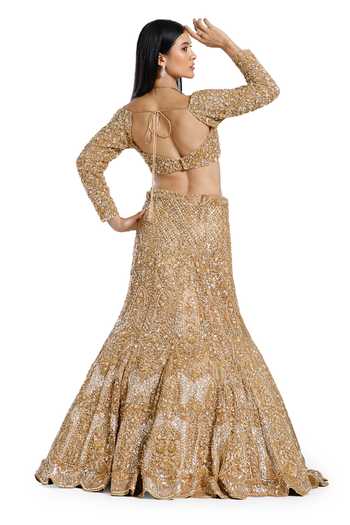 Mehar Hand Embroidered Fish Cut Lehenga Set 