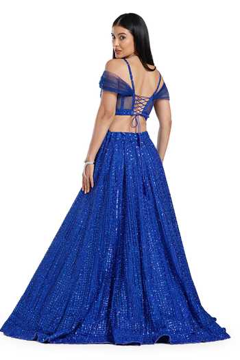 Shop_Mehar_Blue Net Sweetheart Neck Tonal Hand Embroidered Lehenga Set _Online_at_Aza_Fashions