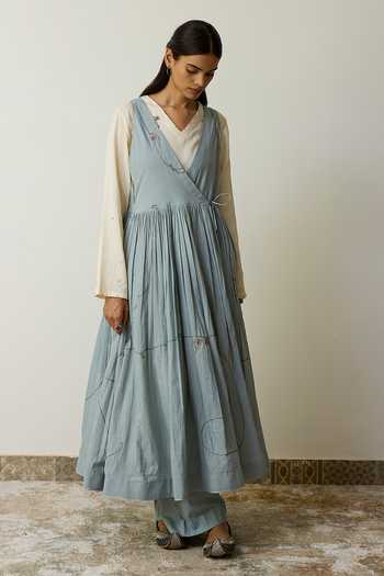 Rhua Tavi Handloom Cotton Angarkha & Anarkali Set