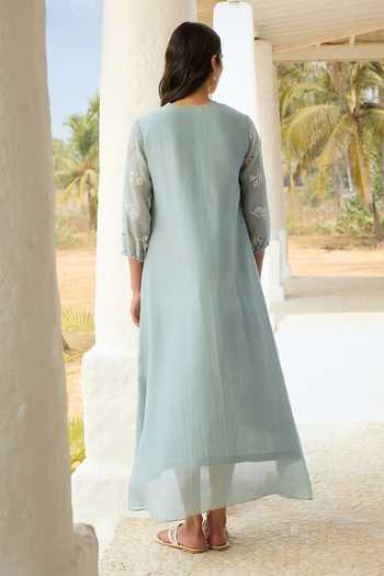 Vaayu Sky Thread Embroidered Dress 