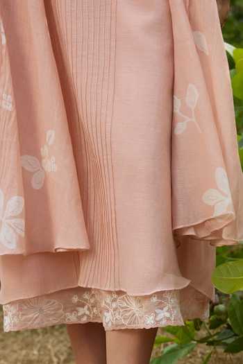 Buy_Vaayu_Pink Cotton, Muslin Scoop Neck Blossom Pintuck Dress _Online_at_Aza_Fashions