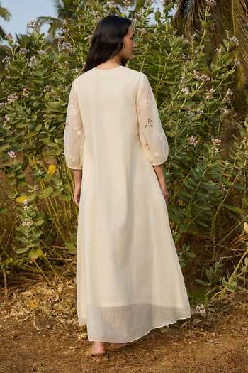 Vaayu Ivory Thread Embroidered Dress 