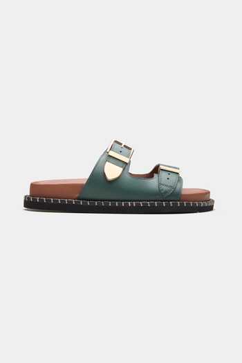 Oroh Green Modica Double Buckle Flats Online at Aza Fashions Oroh_Green Modica Double Buckle Flats _Online_at_Aza_Fashions